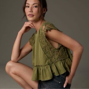 Anthropologie Moss Lace Babydoll Crop Top